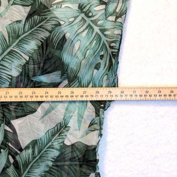 Tropical Foliage Sheer Kimono SwimSuit Cover Blouse Scarf Shawl w/ Arm Holes NEW - Picture 3 of 8